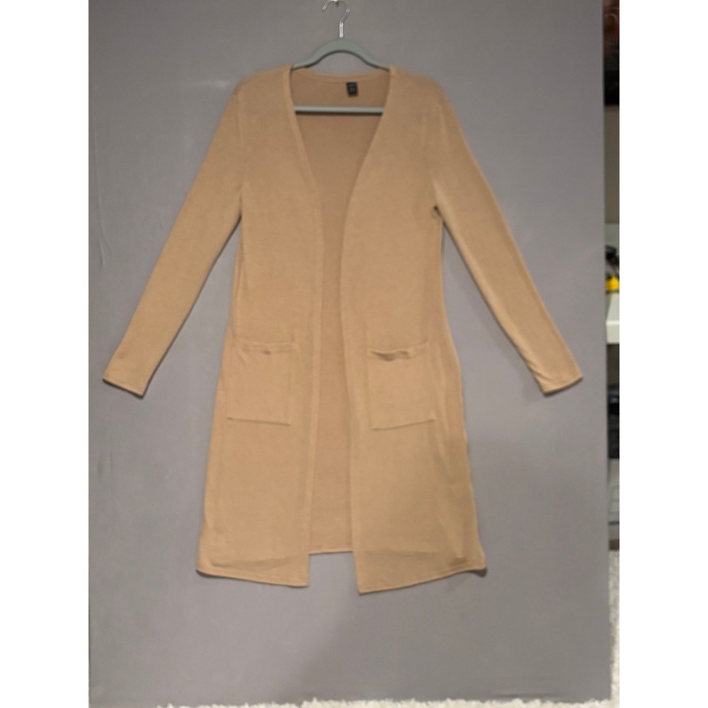 SHEIN Women's Cardigan Long Sleeve Tan With Two Front Pockets Size S